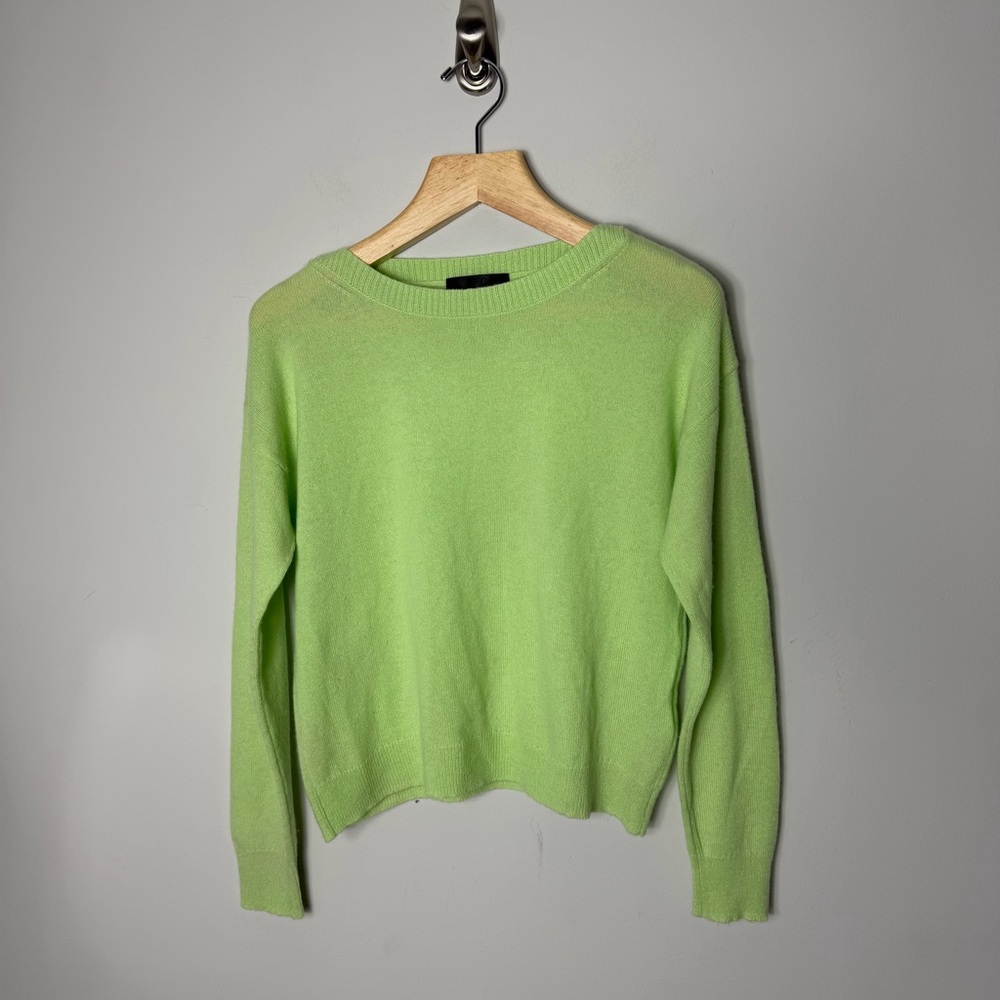 FFC Cashmere Blend Lime Green Boatneck Pullover Sweater Size Medium *invP